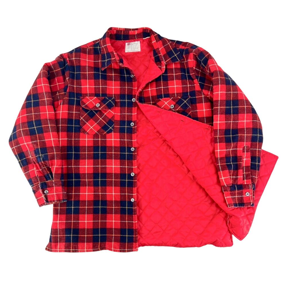 90s Quilted Flannel Plaid Shirt Jacket Shacket 1990s Vintage